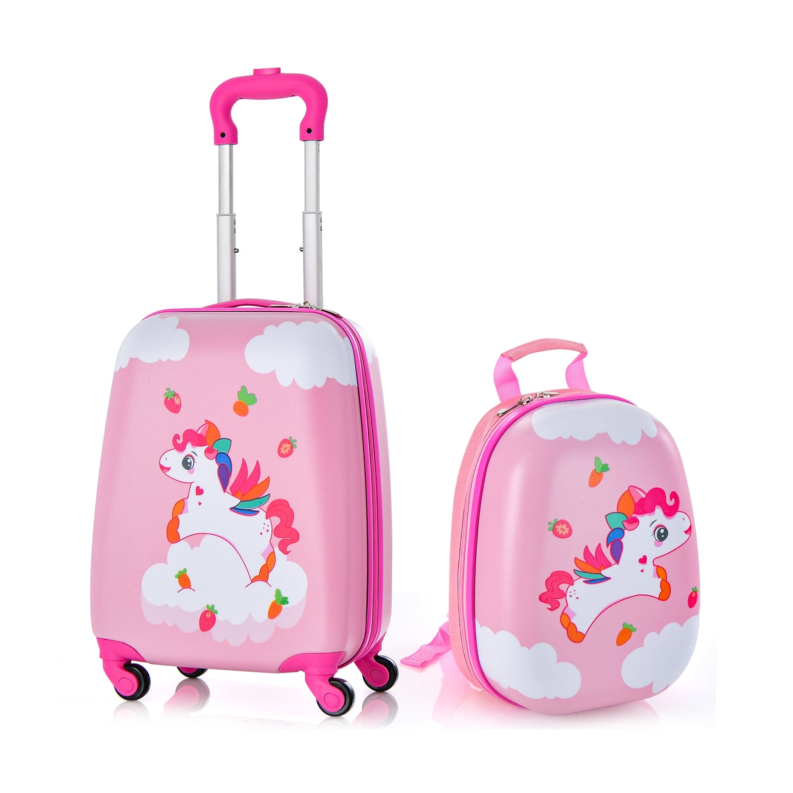 2 Pieces Kids Carry-on Luggage Set with 12 Inch Backpack, Multicolor Kids Luggage at Gallery Canada