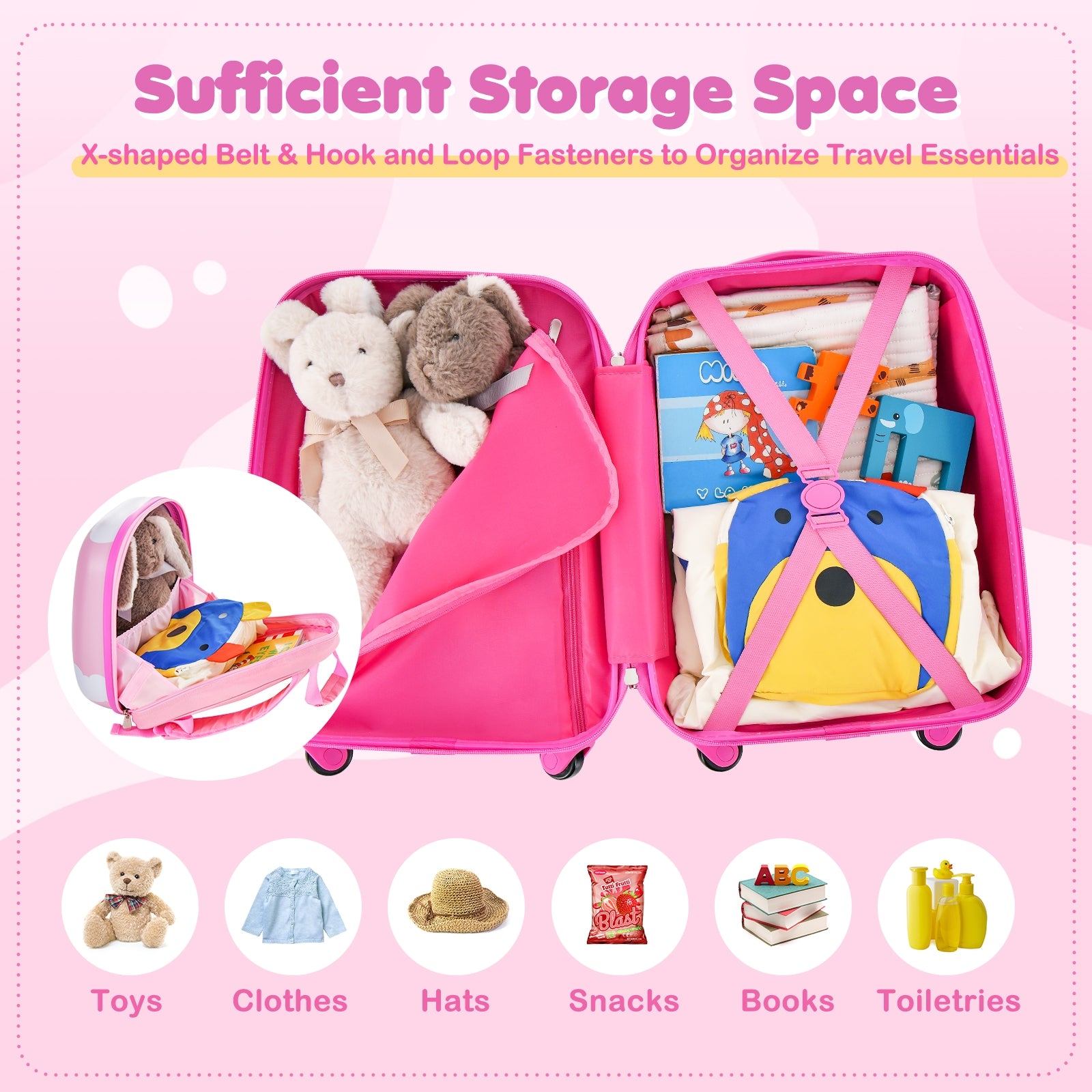 2 Pieces Kids Carry-on Luggage Set with 12 Inch Backpack, Multicolor Kids Luggage at Gallery Canada