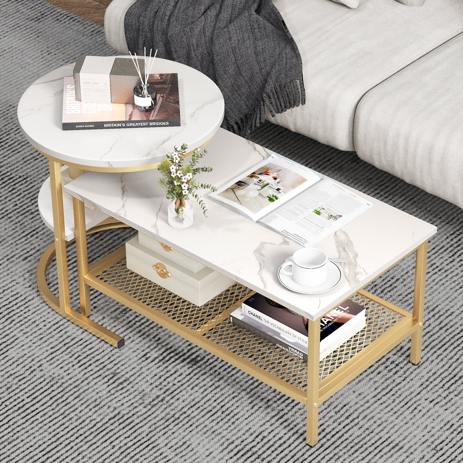Nesting Coffee Table Set, 2 Piece, Golden Coffee Tables at Gallery Canada