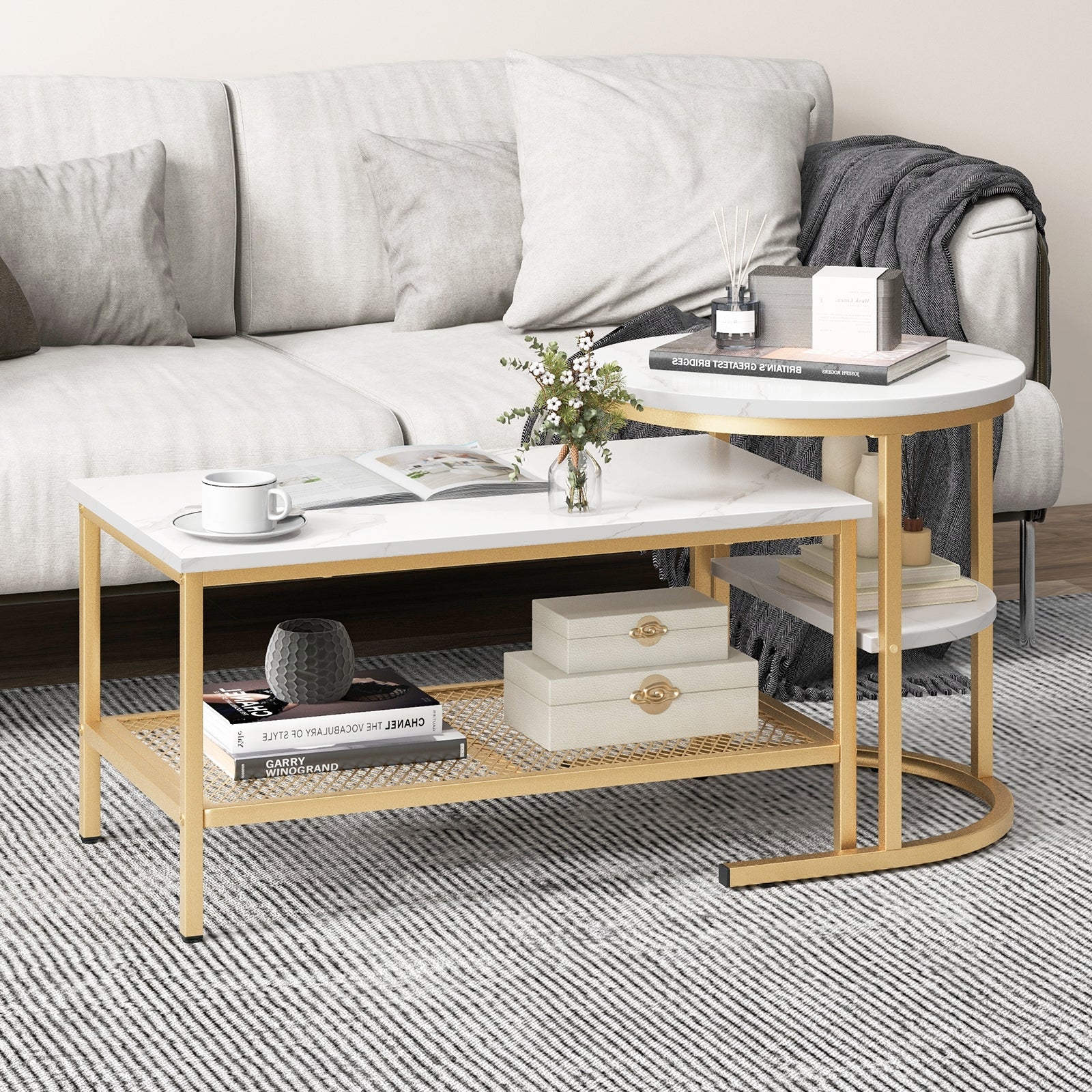 Nesting Coffee Table Set, 2 Piece, Golden Coffee Tables at Gallery Canada