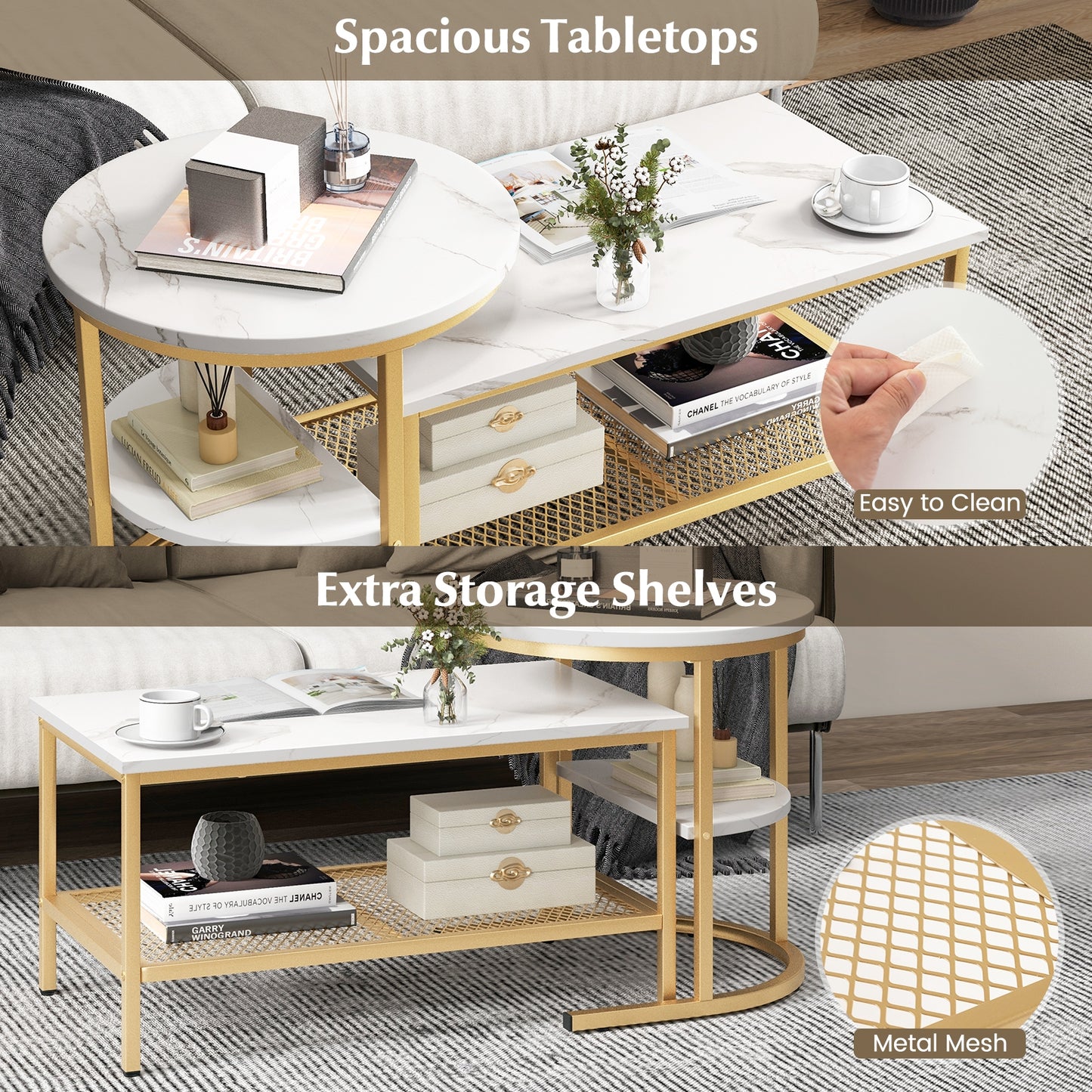 Nesting Coffee Table Set, 2 Piece, Golden Coffee Tables at Gallery Canada
