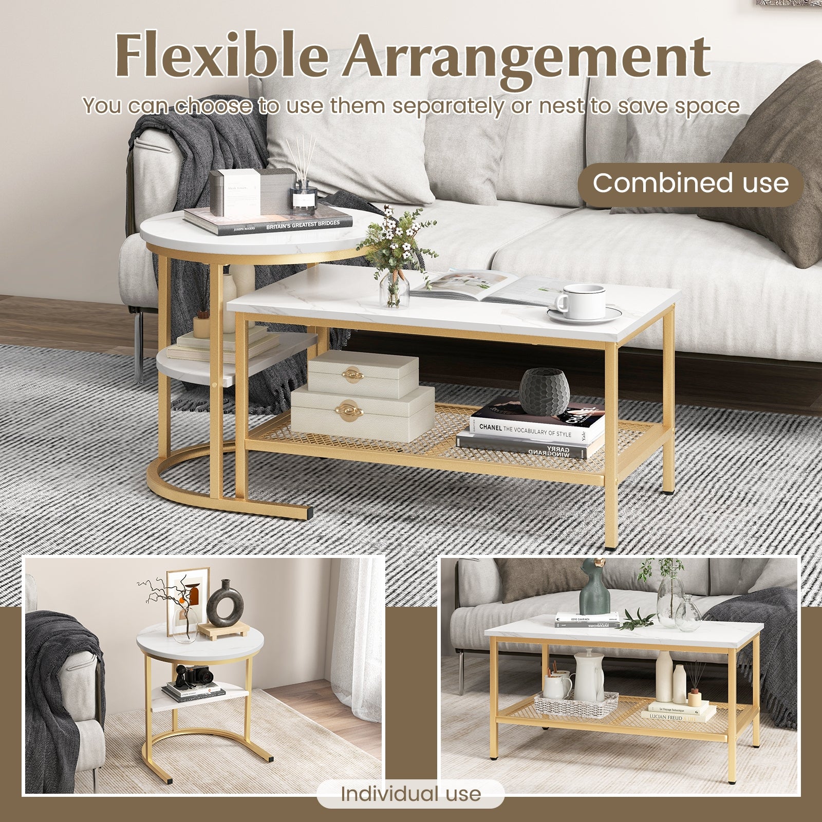 Nesting Coffee Table Set, 2 Piece, Golden Coffee Tables at Gallery Canada