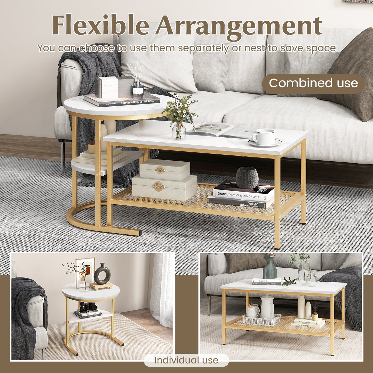 Nesting Coffee Table Set, 2 Piece, Golden Coffee Tables at Gallery Canada