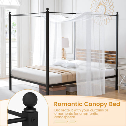 Queen Size Canopy Bed Frame with Under Bed Storage-Queen Size Beds & Bed Frames at Gallery Canada