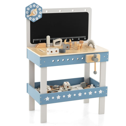 Kids Play Tool Workbench Set with 61 Pcs Tool and Parts Set, Blue - Gallery Canada