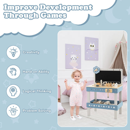 Kids Play Tool Workbench Set with 61 Pcs Tool and Parts Set, Blue Pretend Toys at Gallery Canada