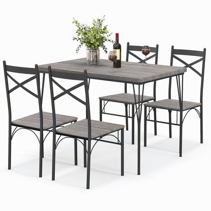 5 Pieces Dining Table Set with Metal Frame for Kitchen Dining Room, Gray Dining Room Sets at Gallery Canada