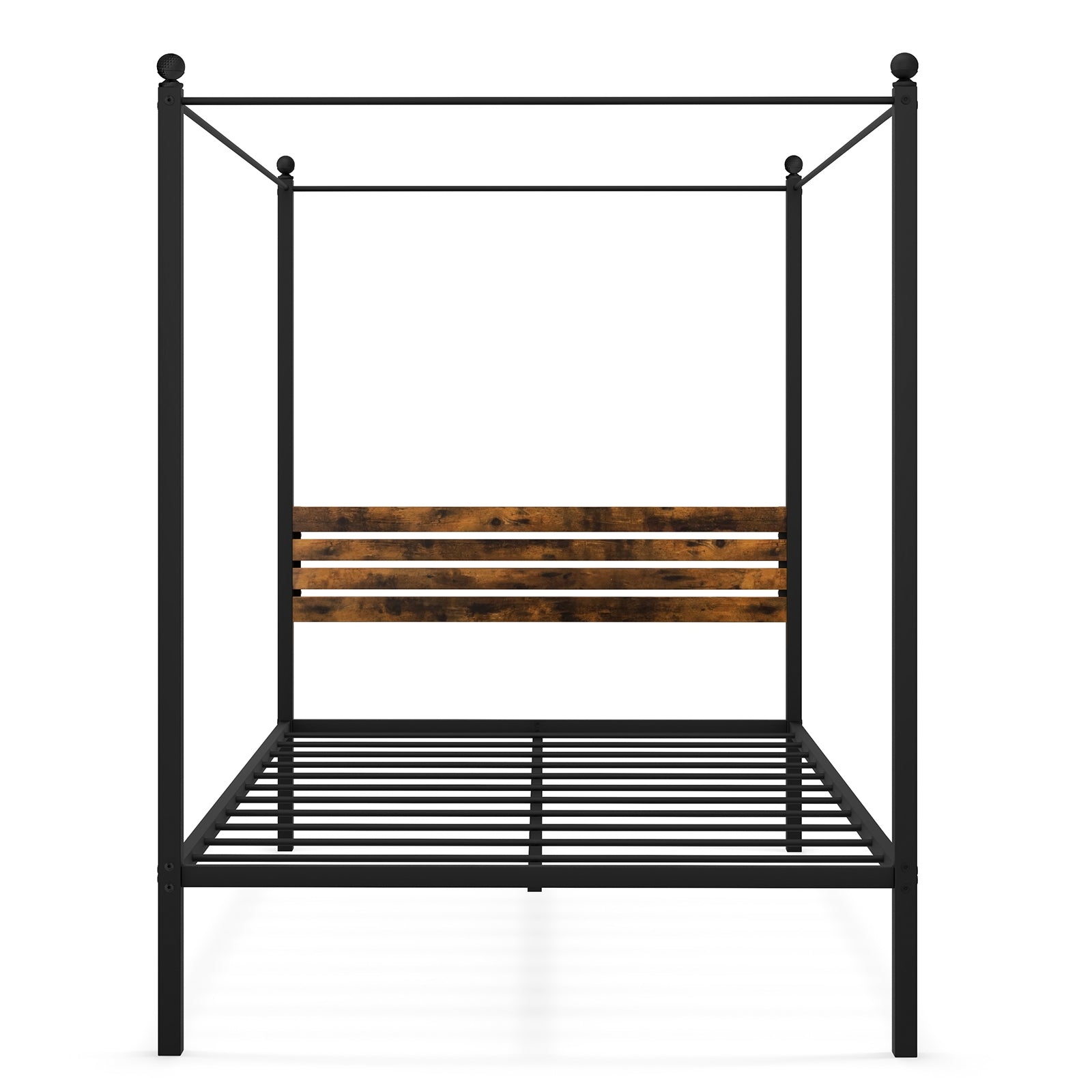 Queen Size Canopy Bed Frame with Under Bed Storage-Full Size, Rustic Brown Beds & Bed Frames at Gallery Canada