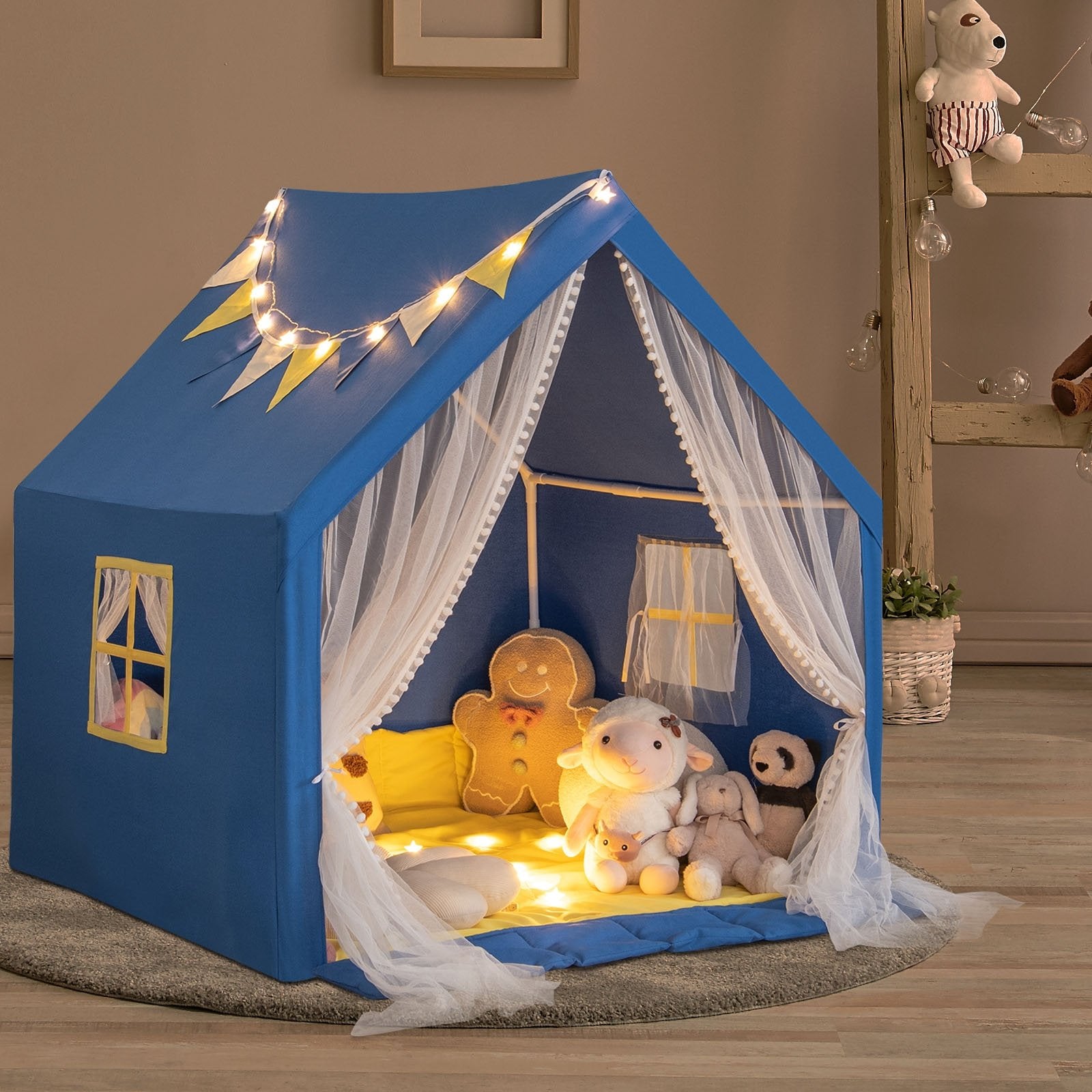 48 x 42 x 50 Inch Large Play Tent with Washable Cotton Mat Holiday Birthday Gift for Kids, Blue Play Tents & Playhouse at Gallery Canada