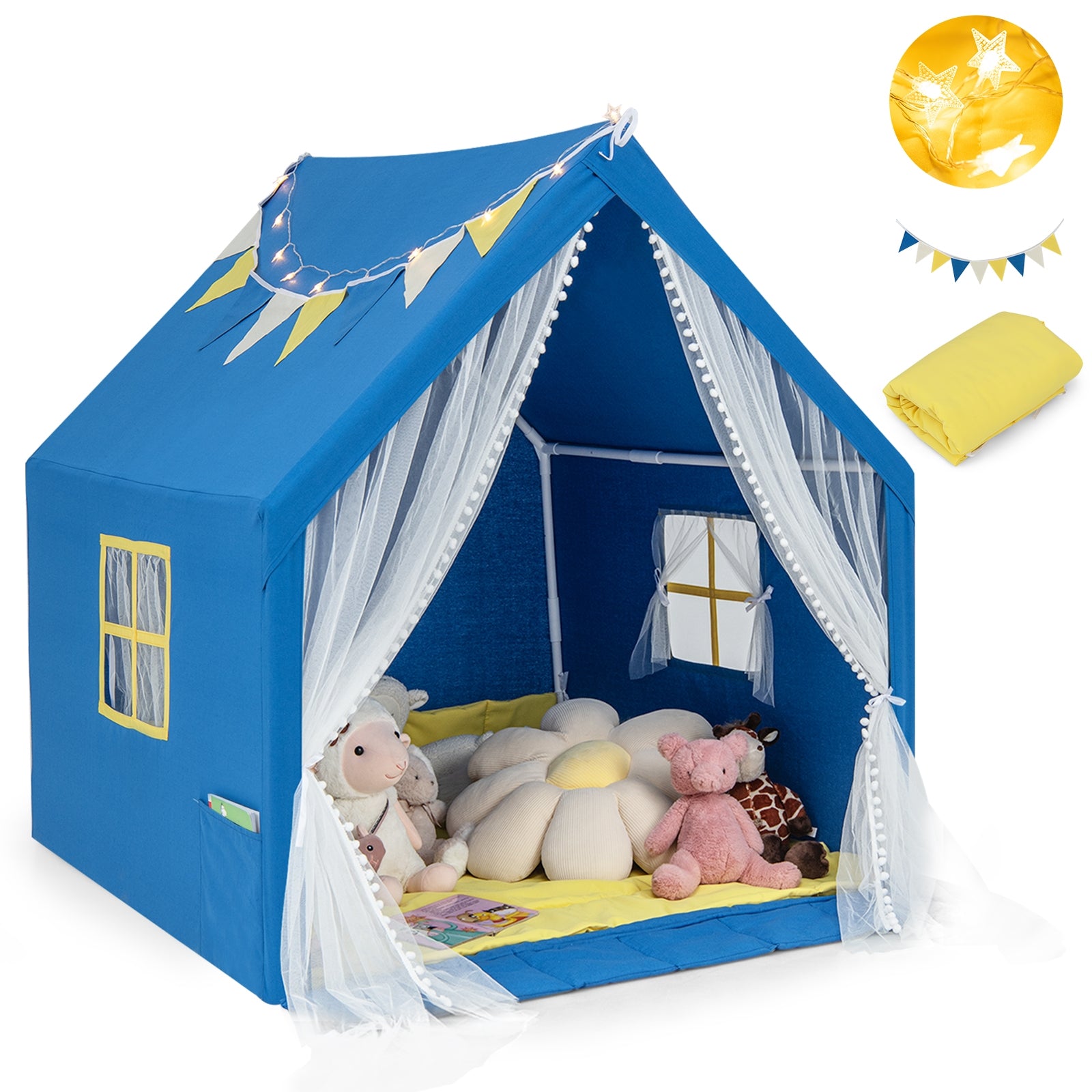 48 x 42 x 50 Inch Large Play Tent, Washable Cotton Mat, Blue Play Tents & Playhouse at Gallery Canada