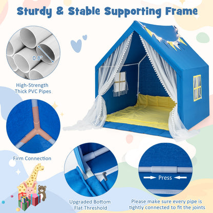 48 x 42 x 50 Inch Large Play Tent with Washable Cotton Mat Holiday Birthday Gift for Kids, Blue Play Tents & Playhouse at Gallery Canada