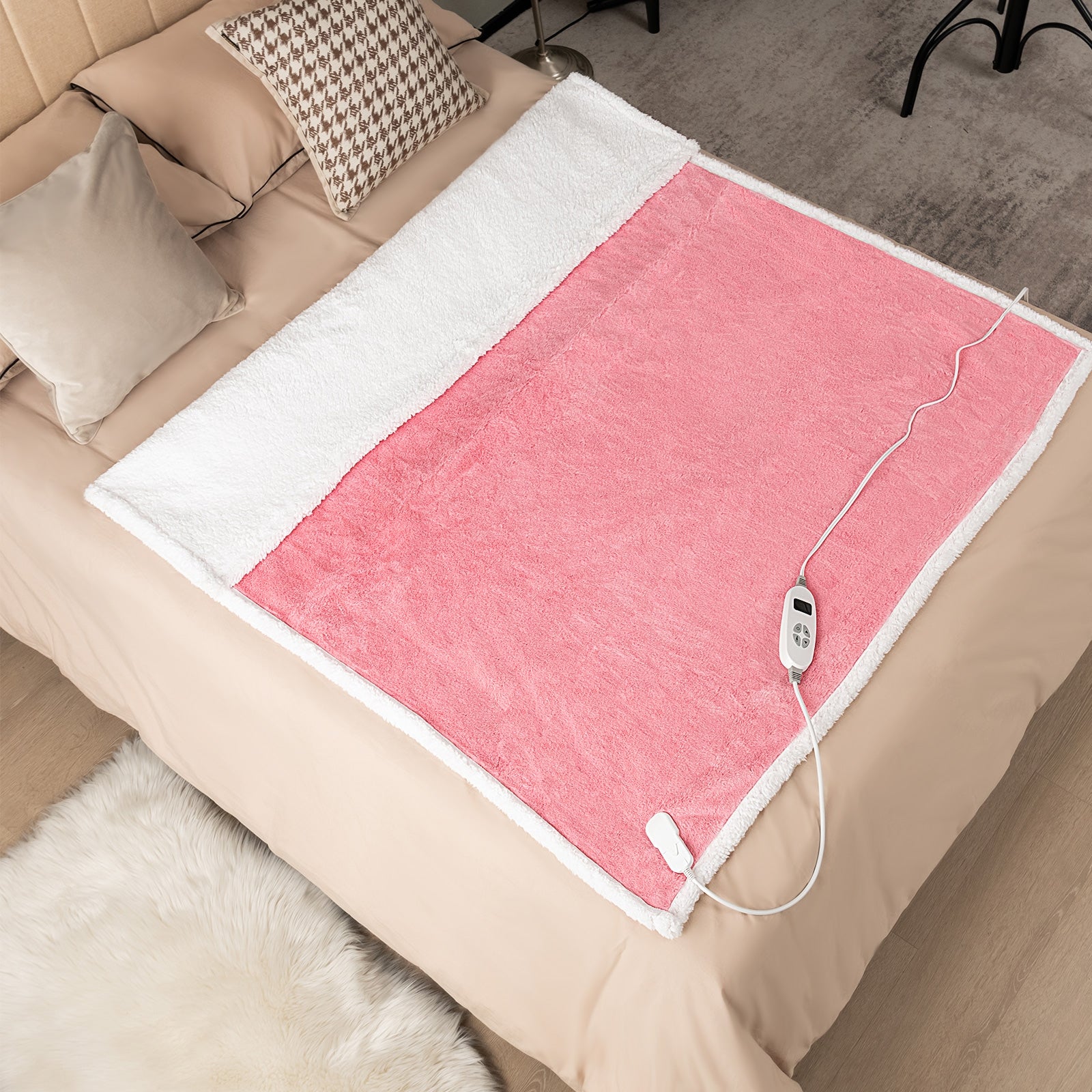 Electric Heated Blanket Throw with 10 Heat Settings, Pink Bedding at Gallery Canada