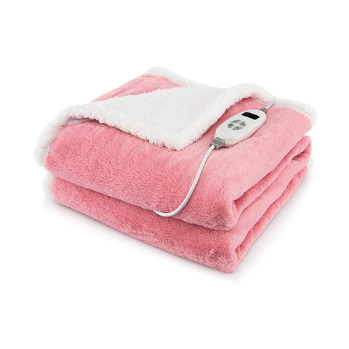 Electric Heated Blanket Throw, 10 Heat Settings, Pink