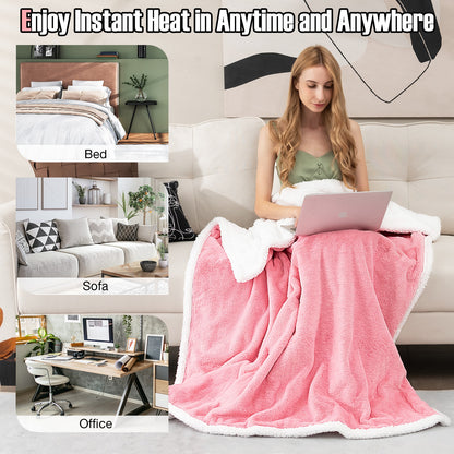 Electric Heated Blanket Throw with 10 Heat Settings, Pink Bedding at Gallery Canada