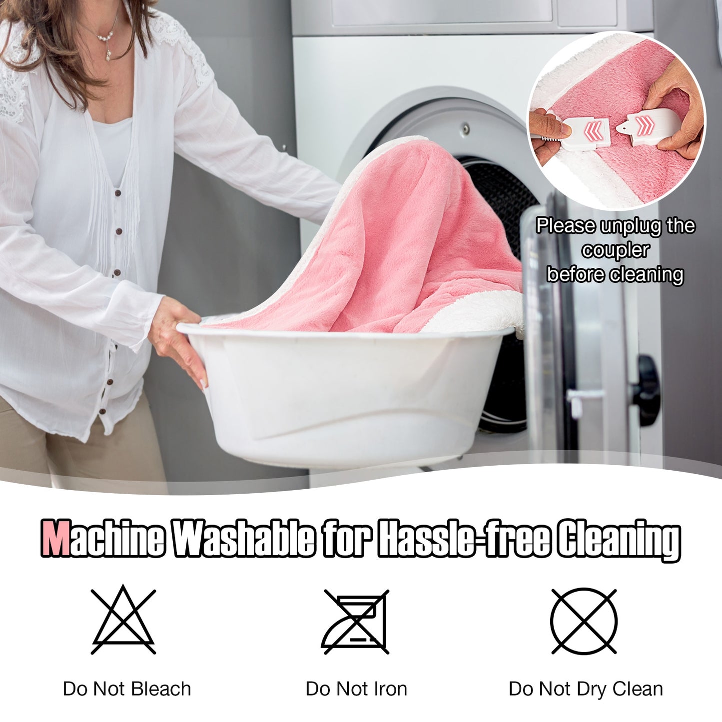 Electric Heated Blanket Throw with 10 Heat Settings, Pink Bedding at Gallery Canada