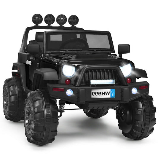 12V Kids Ride On Truck, Remote Control, Double Magnetic Door, Black Powered Ride On Toys Black at Gallery Canada