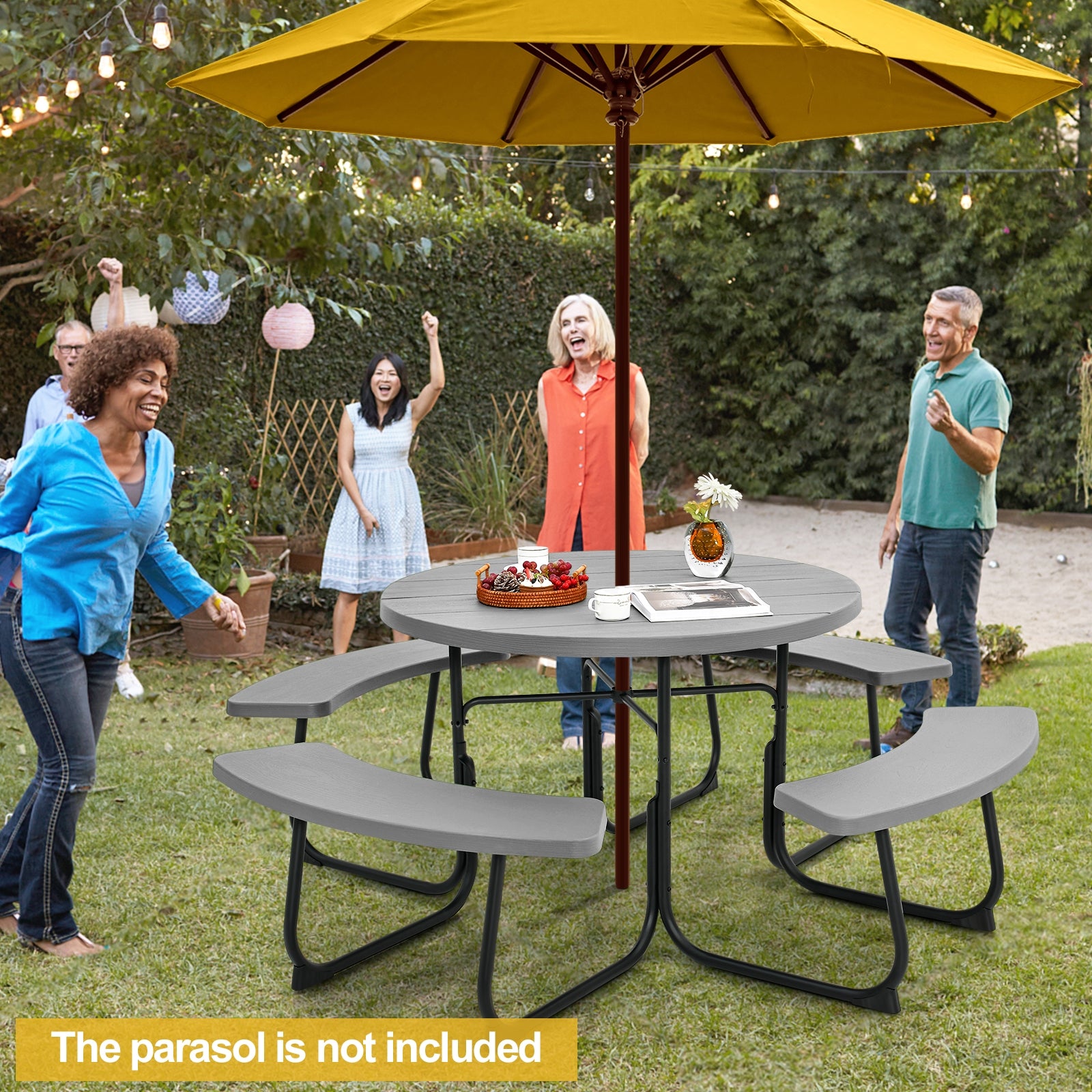 8-Person Outdoor Picnic Table And Bench Set, Gray Picnic Tables at Gallery Canada