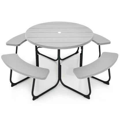 8-Person Outdoor Picnic Table And Bench Set, Gray Picnic Tables at Gallery Canada