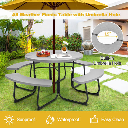 8-Person Outdoor Picnic Table And Bench Set, Gray Picnic Tables at Gallery Canada