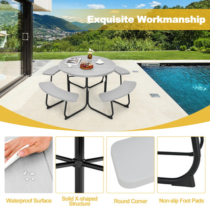 8-Person Outdoor Picnic Table And Bench Set, Gray Picnic Tables at Gallery Canada