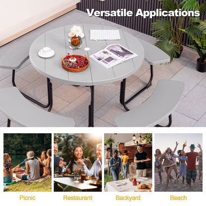 8-Person Outdoor Picnic Table And Bench Set, Gray Picnic Tables at Gallery Canada