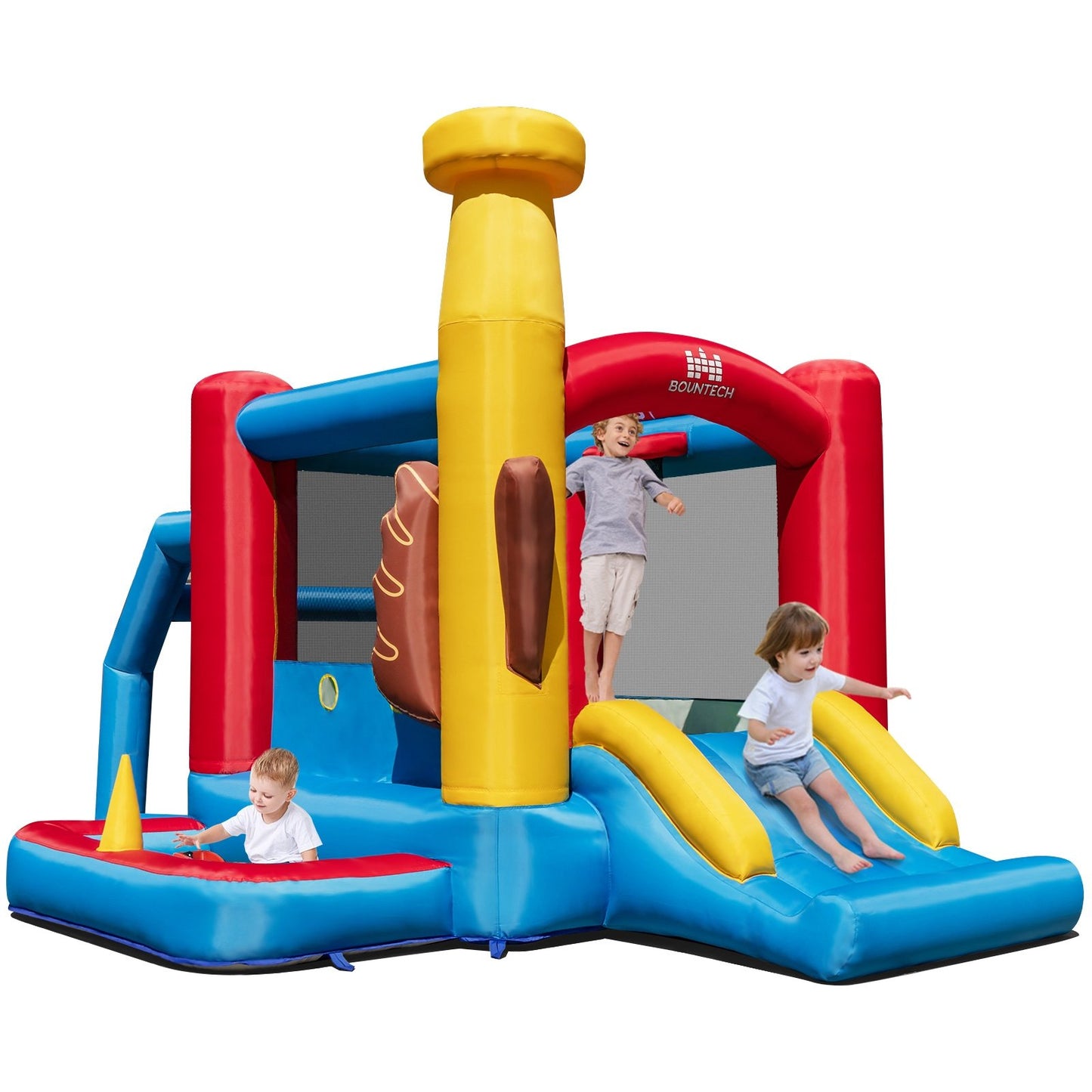 Baseball Themed Inflatable Bounce House with Ball Pit and Ocean Balls with 735W Blower, Multicolor - Gallery Canada