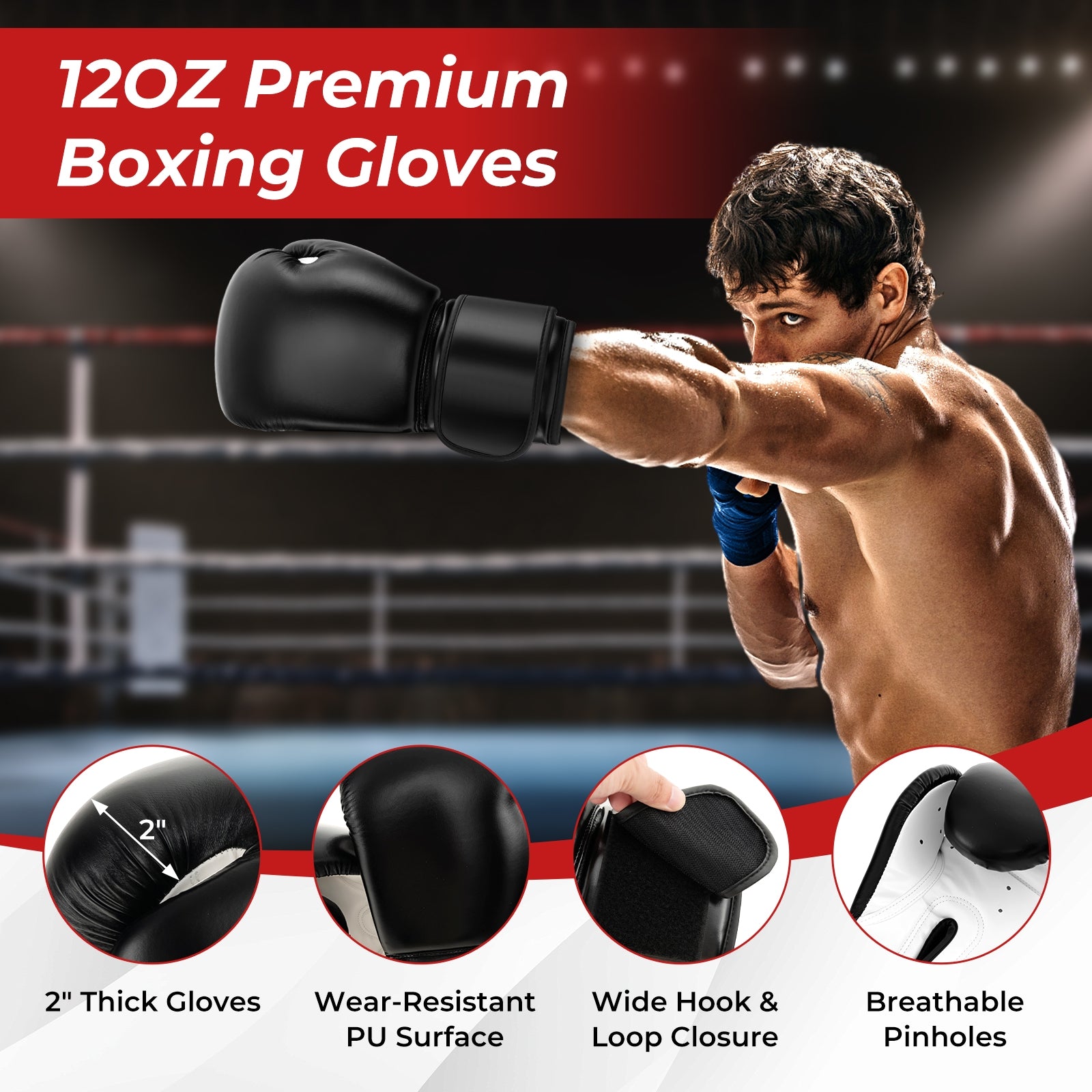 Freestanding Punching Bag 71 Inch Boxing Bag with 25 Suction Cups Gloves and Filling Base, Black Boxing & Martial Arts at Gallery Canada