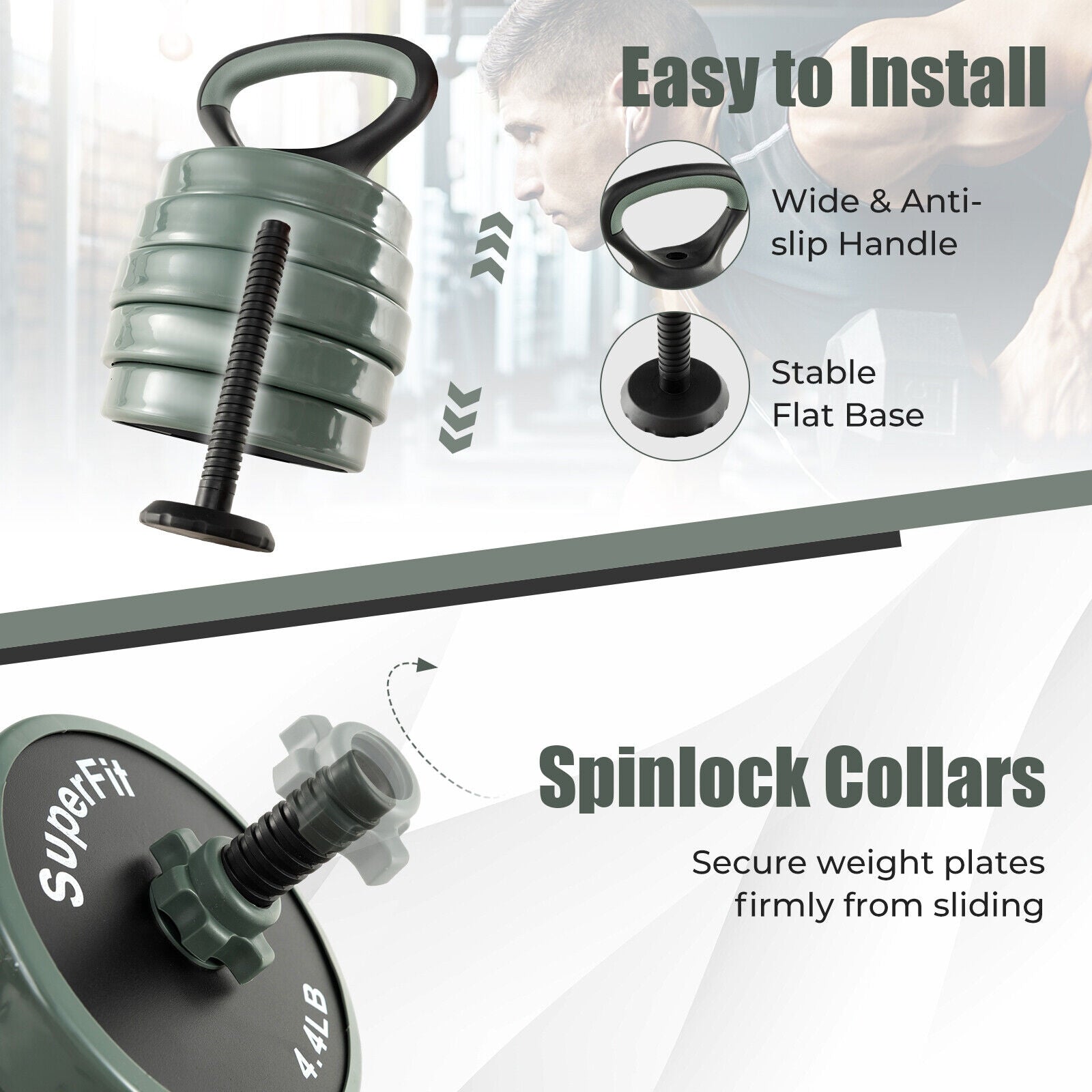 Adjustable Weight Dumbbell Set, Gray, Black Dumbbells at Gallery Canada