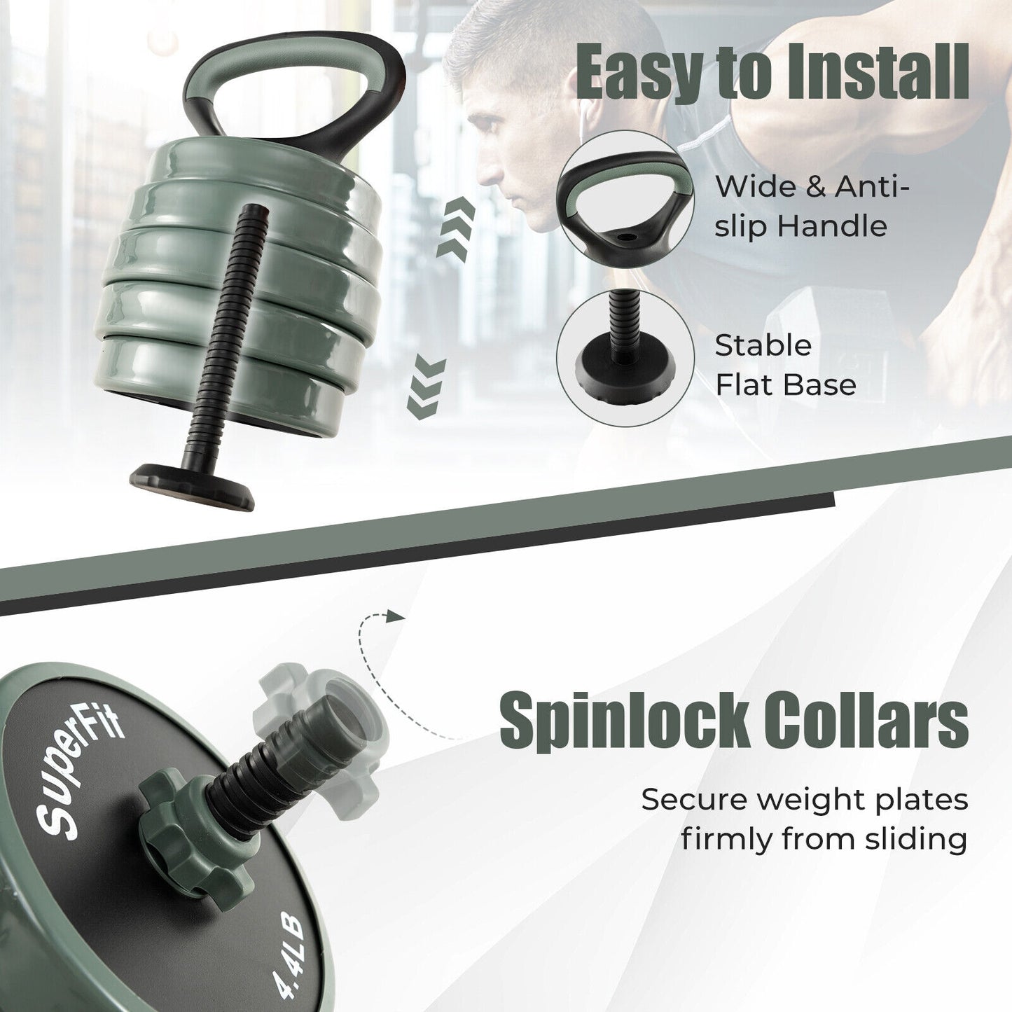 Adjustable Weight Dumbbell Set, Gray, Black Dumbbells at Gallery Canada