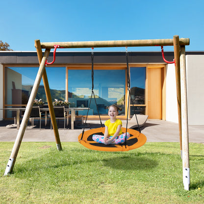 40 Inches Saucer Tree Swing Round with Adjustable Ropes and Carabiners, Yellow Swing & Playsets at Gallery Canada