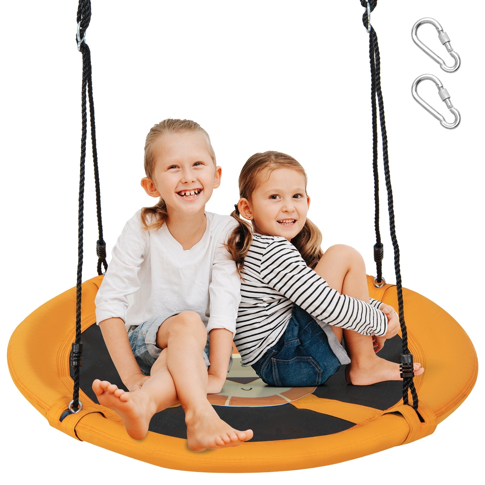 40 Inches Saucer Tree Swing Round with Adjustable Ropes and Carabiners, Yellow Swing & Playsets at Gallery Canada