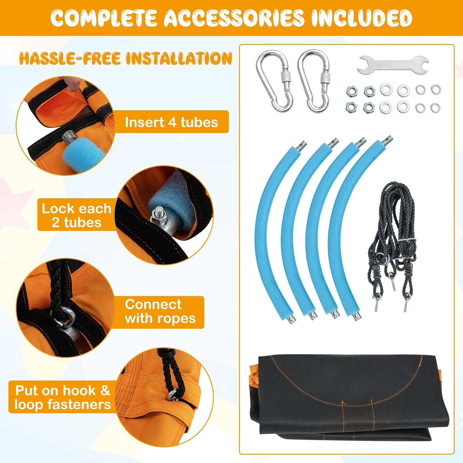 40 Inches Saucer Tree Swing Round with Adjustable Ropes and Carabiners, Yellow Swing & Playsets at Gallery Canada