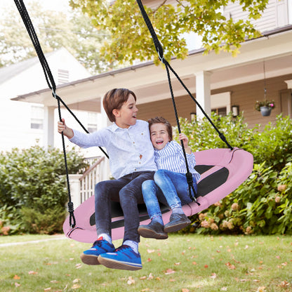 40 Inches Saucer Tree Swing Round with Adjustable Ropes and Carabiners, Pink Swing & Playsets at Gallery Canada