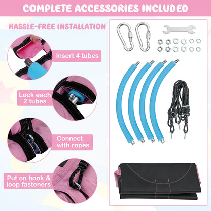 40 Inches Saucer Tree Swing Round with Adjustable Ropes and Carabiners, Pink Swing & Playsets at Gallery Canada