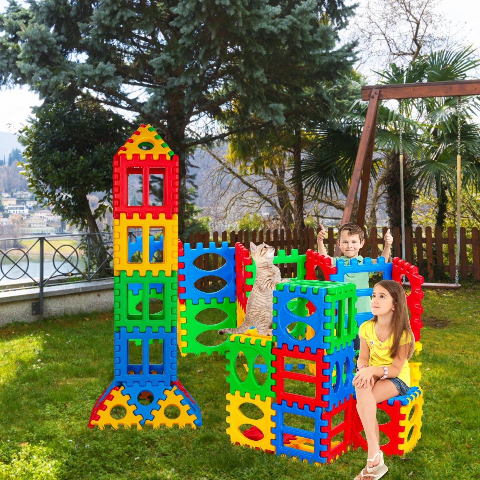 32 Pieces Big Waffle Block Set Kids Educational Stacking Building Toy, Multicolor Learning Toys at Gallery Canada