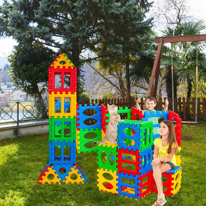 32 Pieces Big Waffle Block Set Kids Educational Stacking Building Toy, Multicolor
