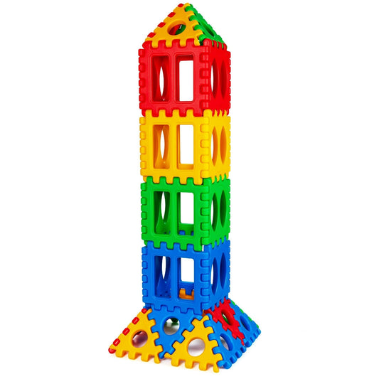 32 Pieces Big Waffle Block Set Kids Educational Stacking Building Toy, Multicolor - Gallery Canada