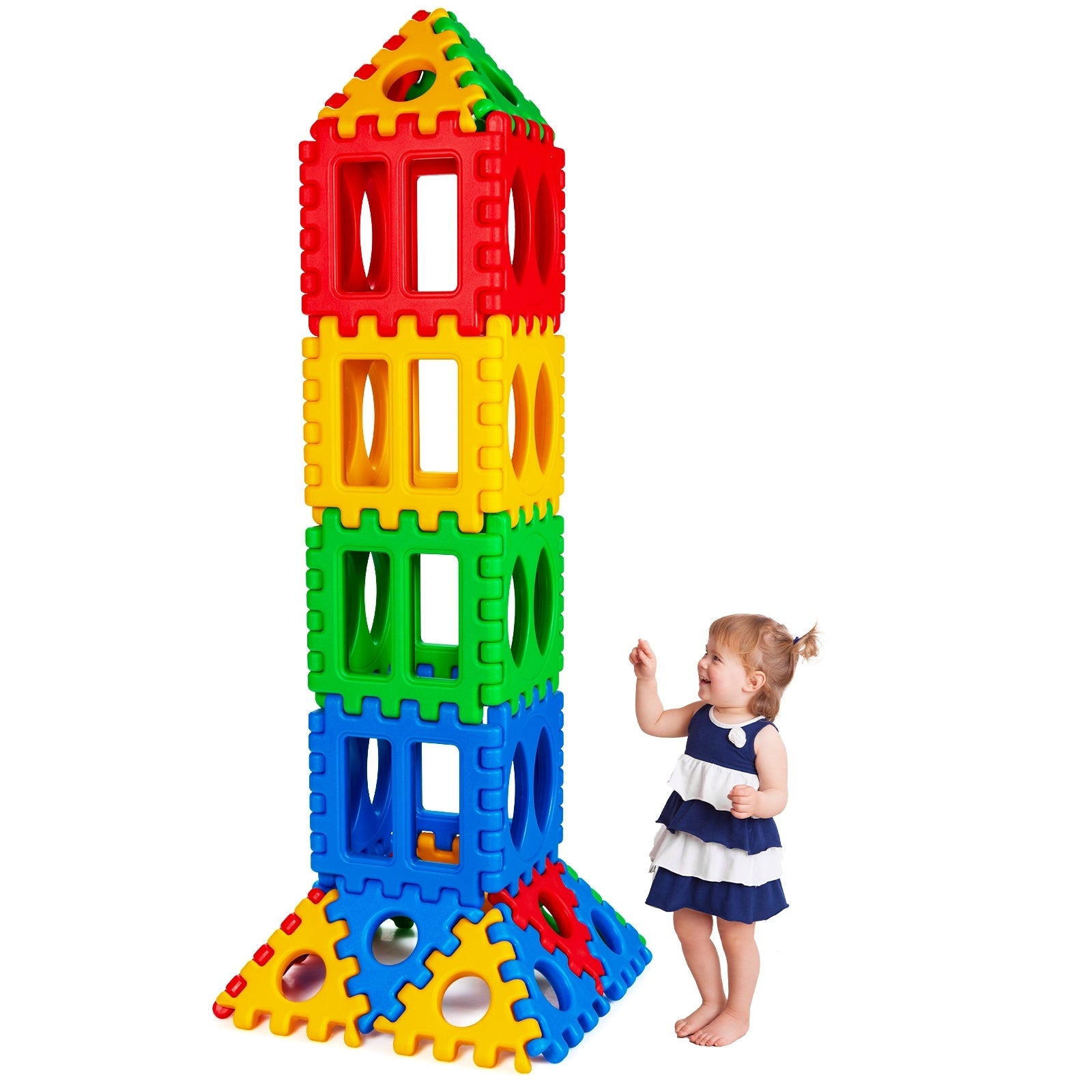 32 Pieces Big Waffle Block Set Kids Educational Stacking Building Toy, Multicolor Learning Toys at Gallery Canada