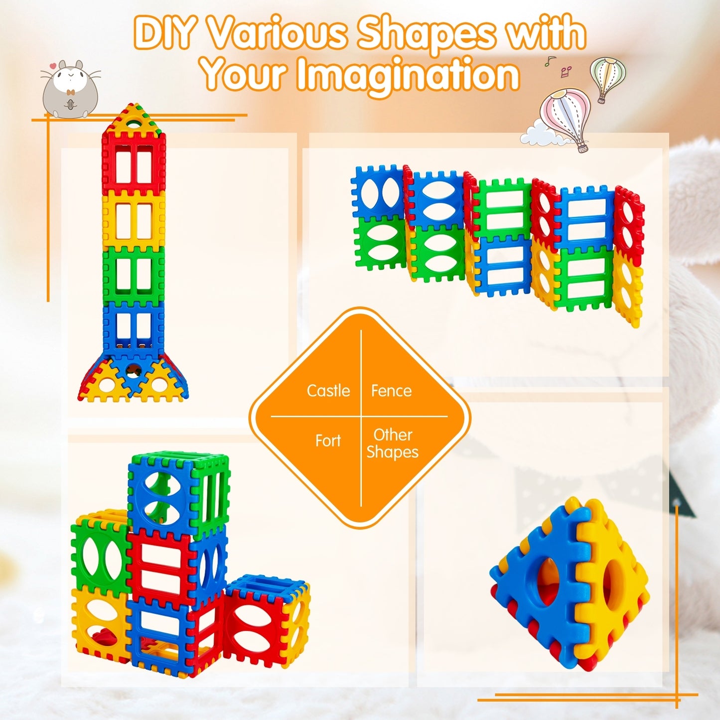 32 Pieces Big Waffle Block Set Kids Educational Stacking Building Toy, Multicolor Learning Toys at Gallery Canada