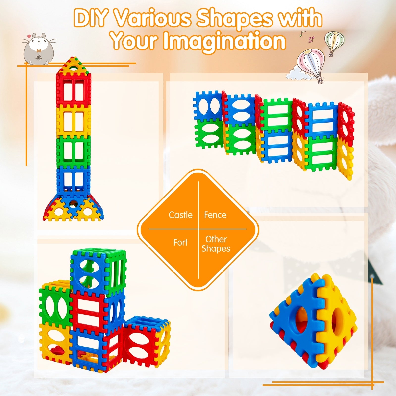 32 Pieces Big Waffle Block Set Kids Educational Stacking Building Toy, Multicolor Learning Toys at Gallery Canada