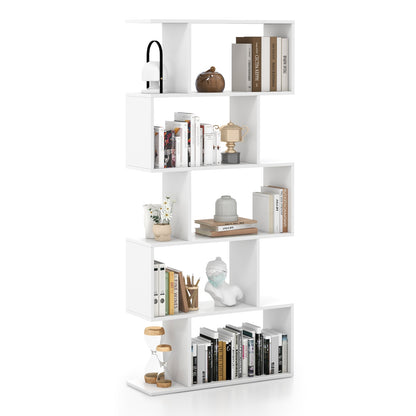 5-Tier Bookshelf with Anti-Toppling Device for Living Room Home Office, White Bookcases White at Gallery Canada