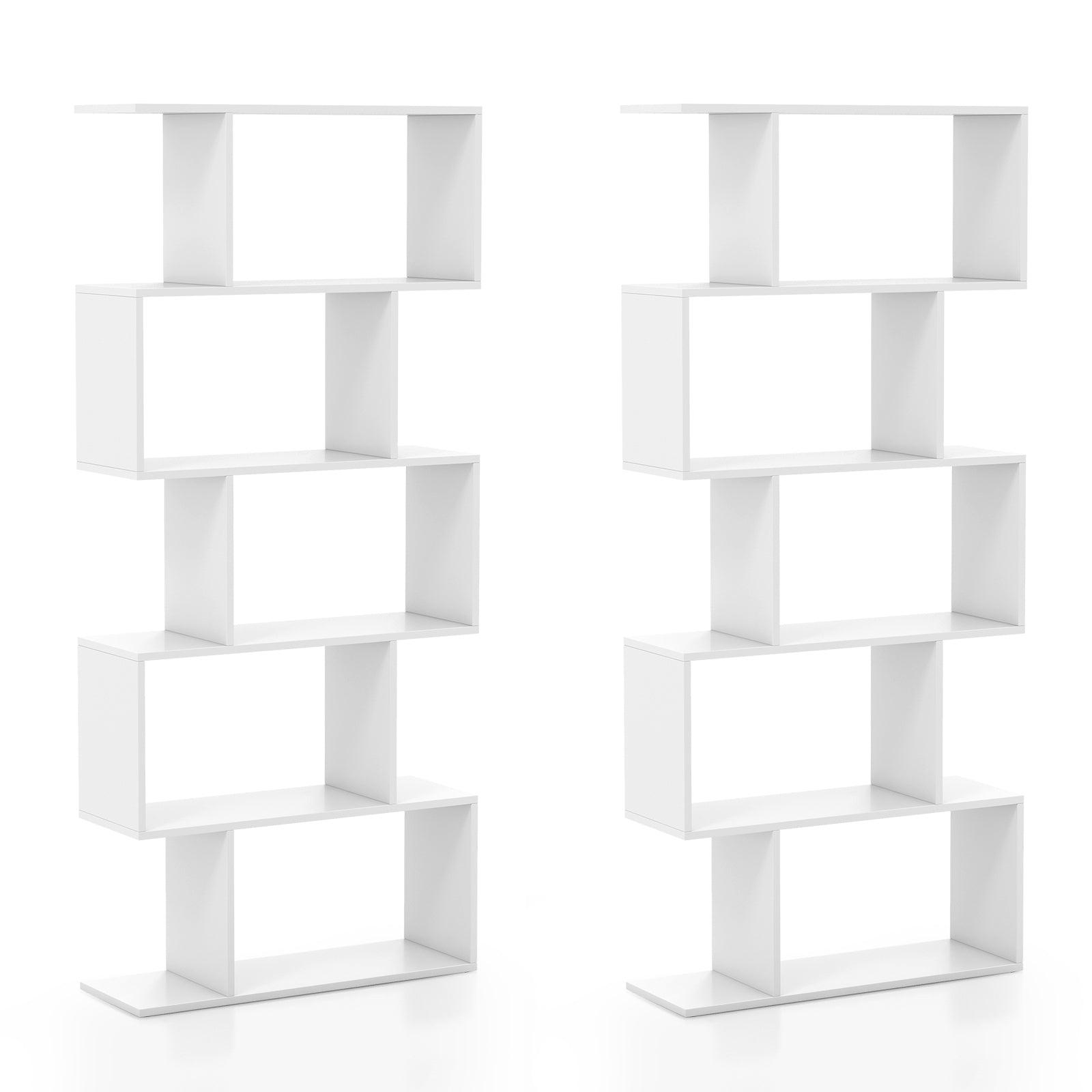 5-Tier Bookshelf with Anti-Toppling Device for Living Room Home Office, White Bookcases at Gallery Canada