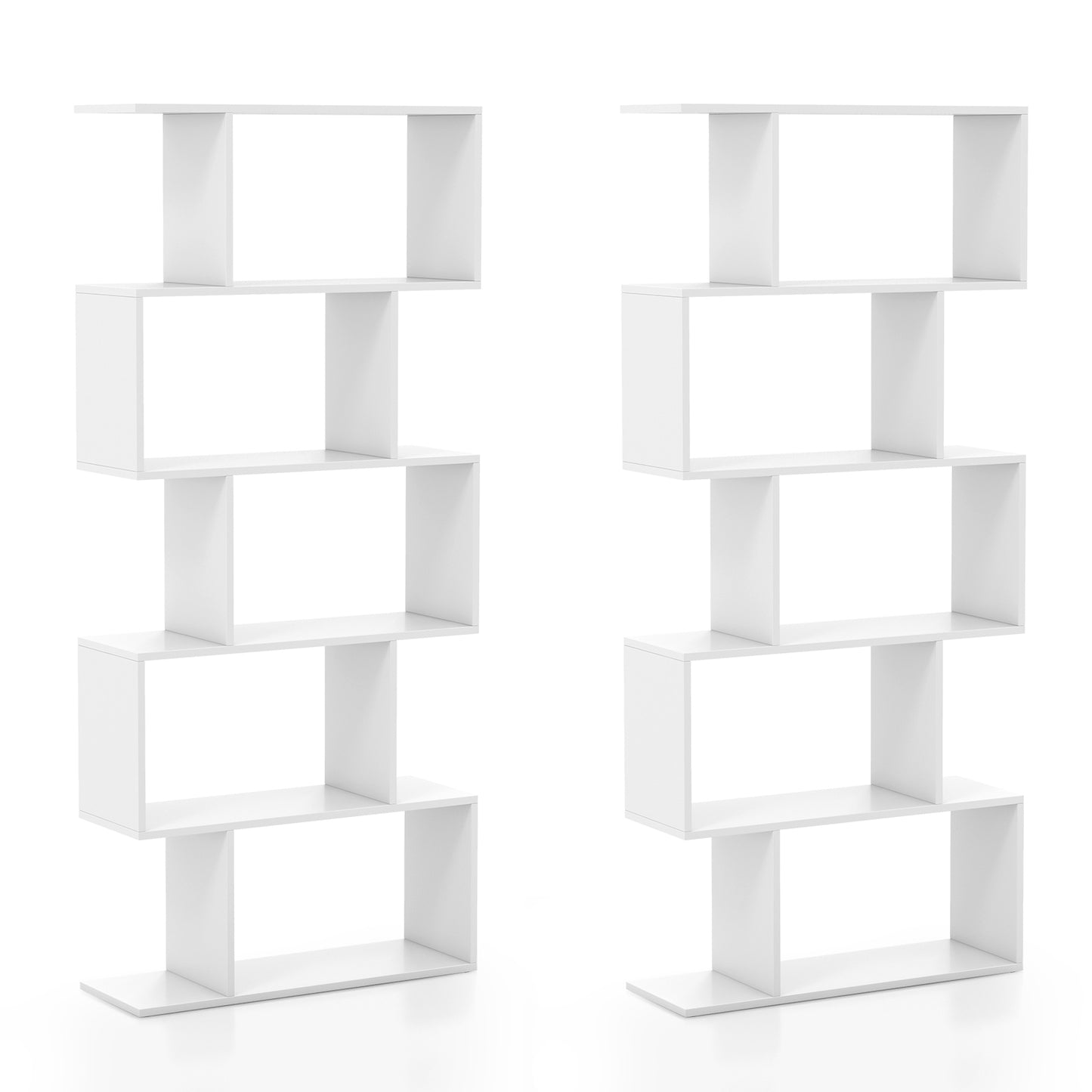 5-Tier Bookshelf with Anti-Toppling Device for Living Room Home Office, White Bookcases at Gallery Canada
