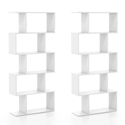 5-Tier Bookshelf with Anti-Toppling Device for Living Room Home Office, White Bookcases at Gallery Canada