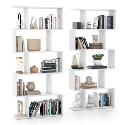 5-Tier Bookshelf with Anti-Toppling Device for Living Room Home Office, White Bookcases at Gallery Canada