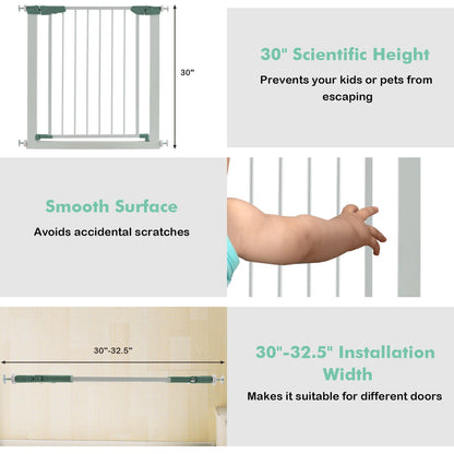30-32.5 Inch Wide Safety Gate with 30 Inch Scientific Height for Baby and Pet, White at Gallery Canada
