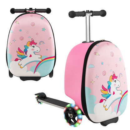 Hardshell Ride-on Suitcase Scooter with LED Flashing Wheels, Black & Pink