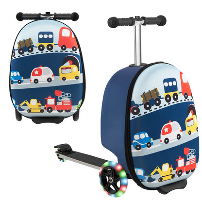 Hardshell Ride-on Suitcase Scooter with LED Flashing Wheels, Blue