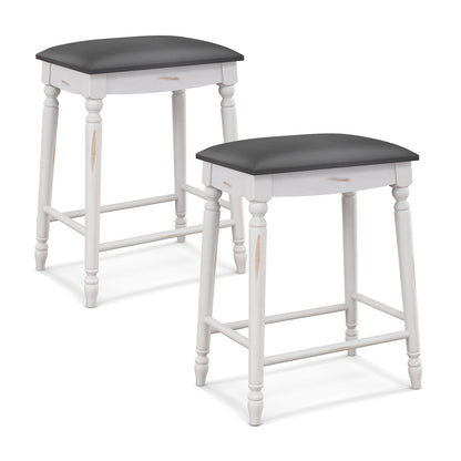 24 Inch Bar Stool Set of 2 with Padded Seat Cushions and Wood Legs-24 inches Bar Stools 24 inches at Gallery Canada