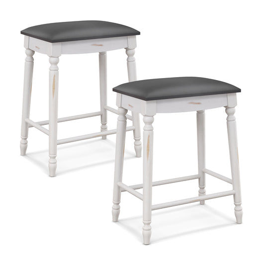 24 Inch Bar Stool Set of 2 with Padded Seat Cushions and Wood Legs-24 inches Bar Stools 24 inches at Gallery Canada